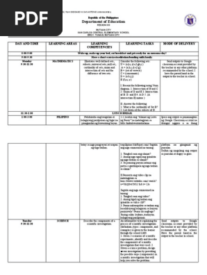 Weekly Home Learning Plan Editable