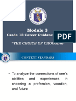 Grade 12 Career Guidance Module: "The Choice of Choosing"