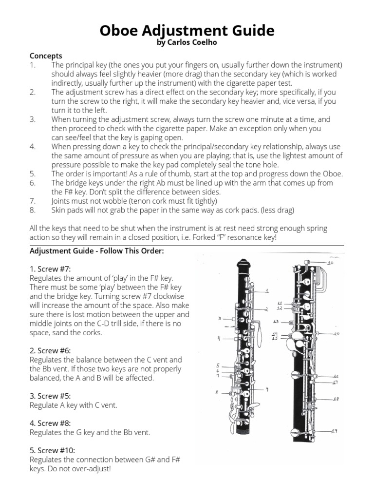 Oboe Adjustment Guide: by Carlos Coelho Concepts | PDF | Pitch (Music ...