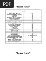 Puhunan Price List Frozen Foods