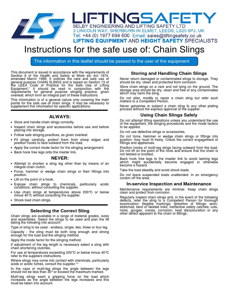Chain Slings PDF Rope Corrosion