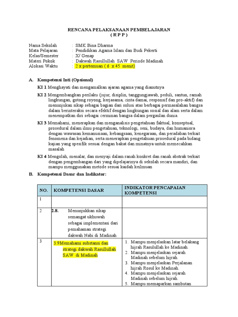 Rpp Tarikh 2 Dakwah Nabi Di Madinah Pdf