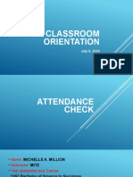 Classroom Orientation: July 8, 2018