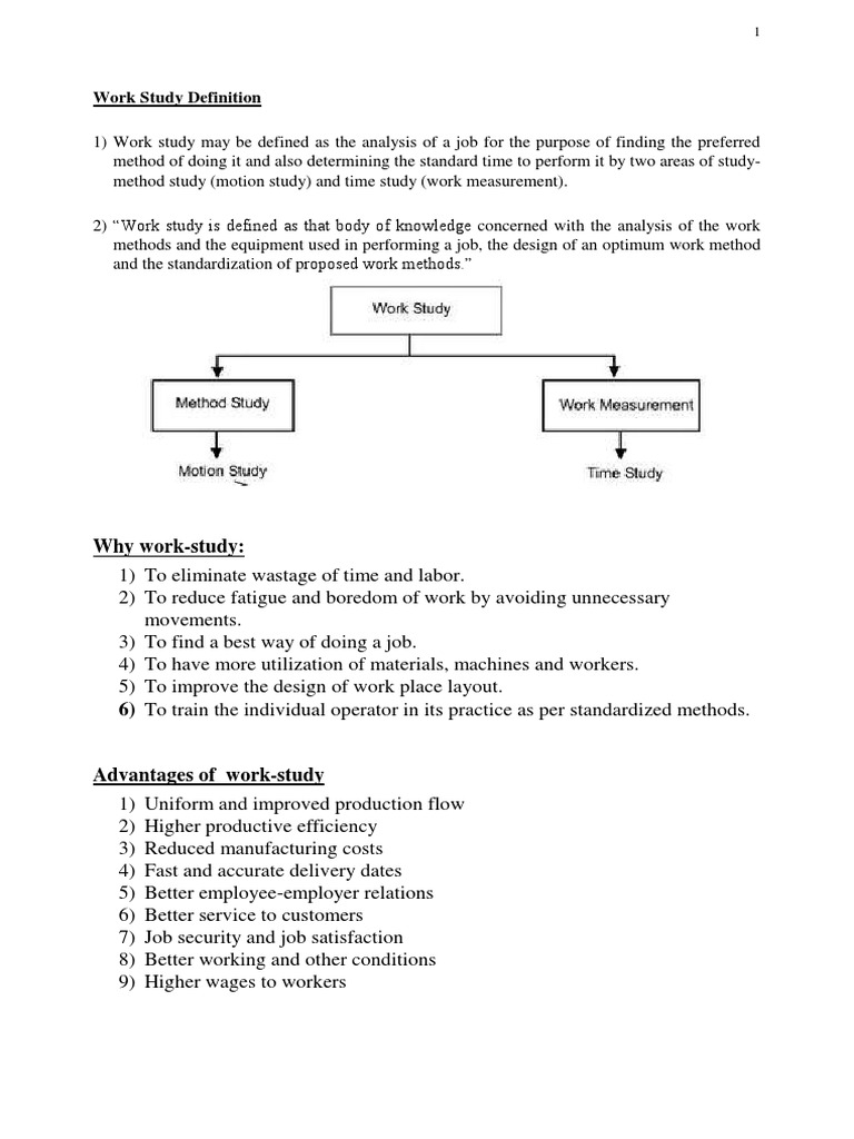 Work Study Definition PDF Industrial Engineering Economic Sectors
