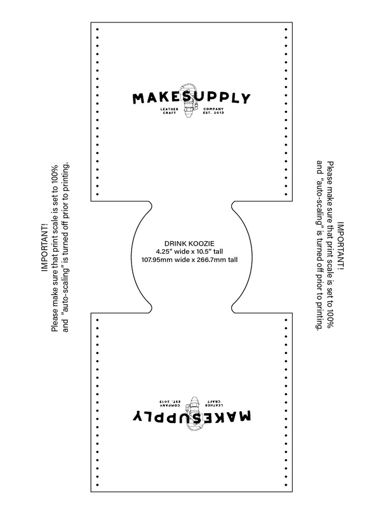 Makesupply Leather Drink Koozie Template A4 PDF PDF Makesupply Leather Drink Koozie Template A4 PDF PDF