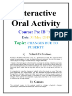 Interactive Oral Activity: Course: Pre IB "A"
