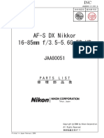 AF-S DX Nikkor 16-85mm f/3.5-5.6G ED VR: Parts List 修 理 部 品 表