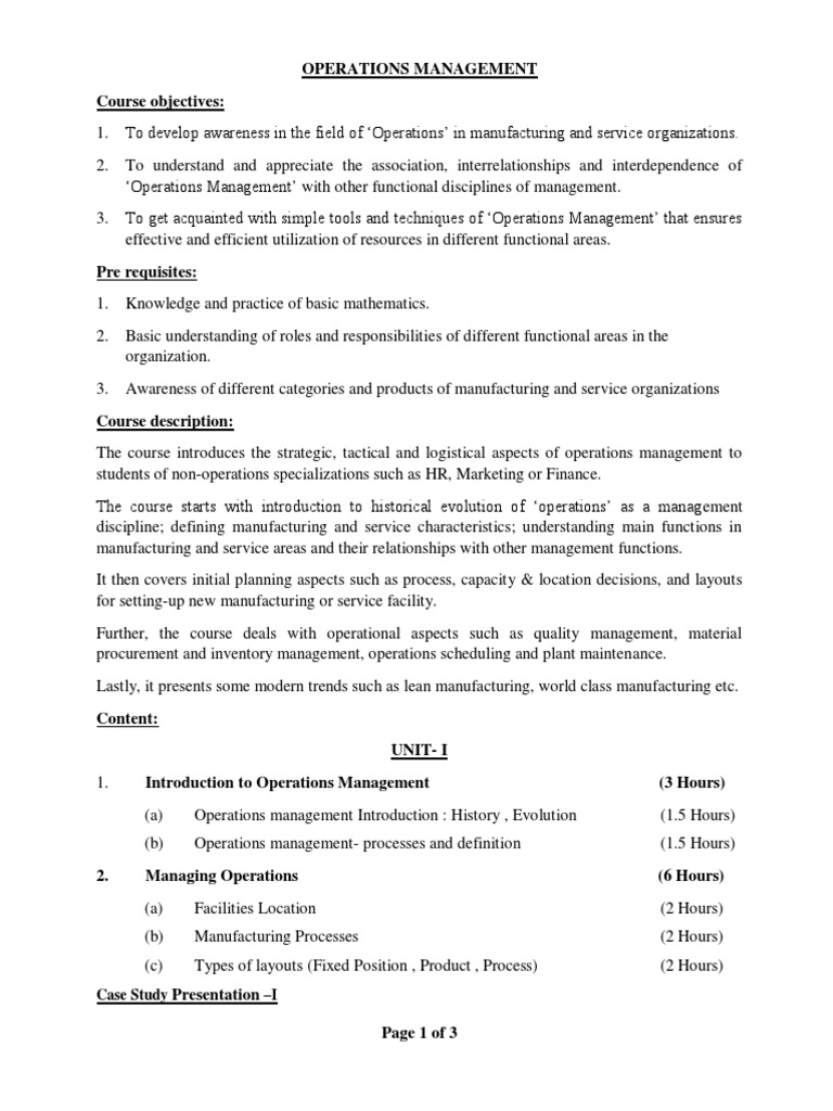 Case Study - I | PDF | Operations Management | Logistics