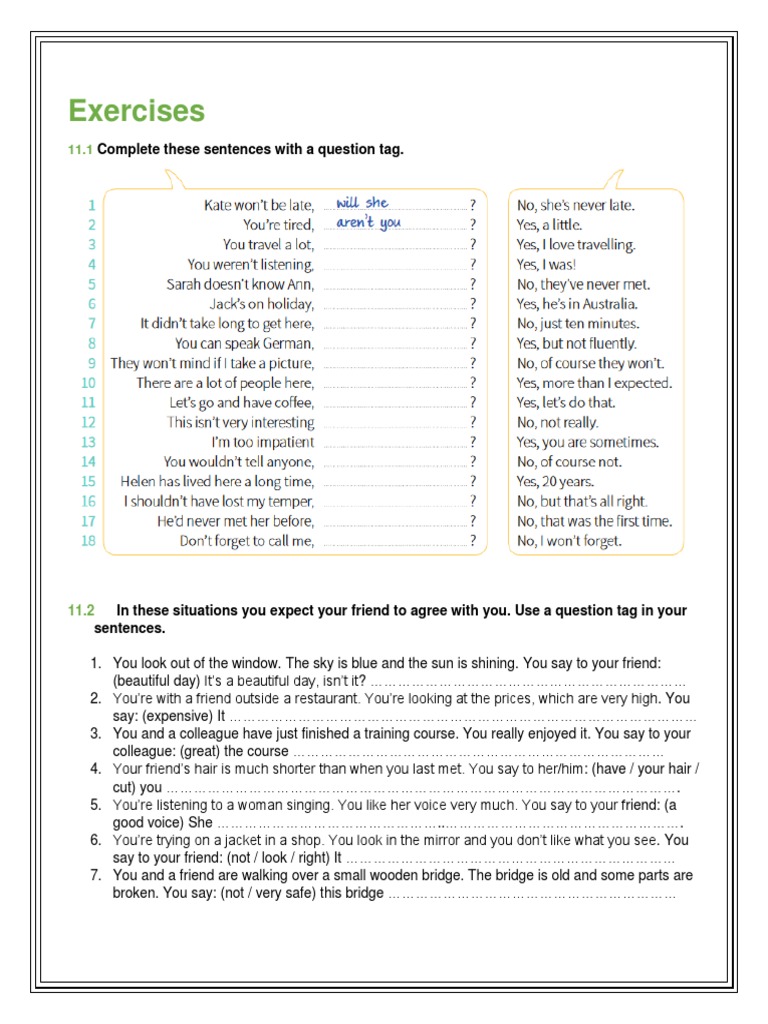 Exercises Unit 12 Waystage | PDF
