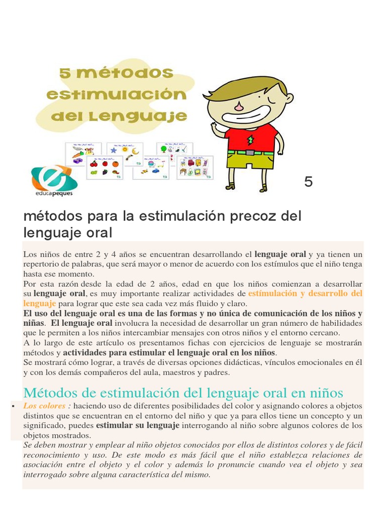 Métodos para estimular el lenguaje oral | PDF | Habla | Color