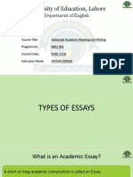 Academic Reading & Writing - Types of Essay