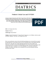 Pediatric Critical Care and COVID19: Pre-Publication Release