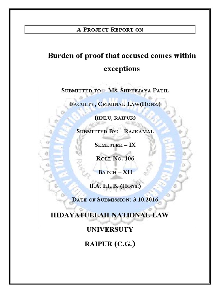 Burden of Proof in Criminal Exceptions | PDF | Insanity Defense ...