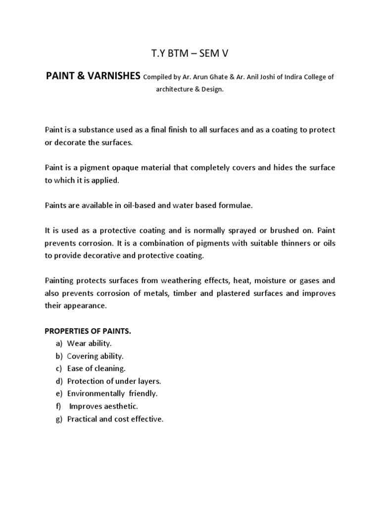 Paint & Varnishes PDF Varnish Paint
