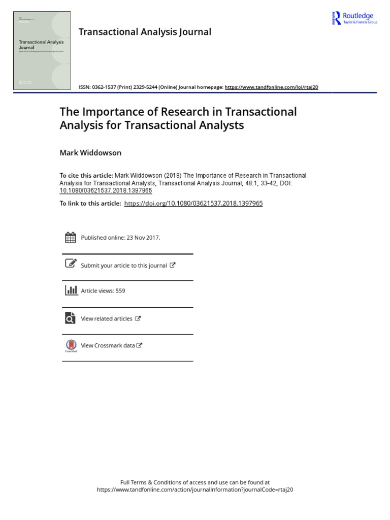 Importance of Research in TA | PDF | Cognitive Behavioral Therapy ...
