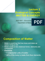 Ecological Concepts Matter & Energy: ZGE 4301 - Environmental Sciences Department of Biological Sciences