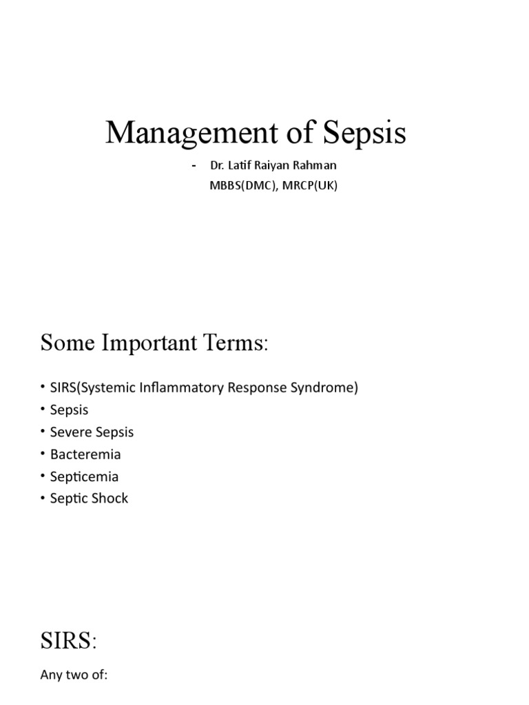 Sepsis Management and Septic Shock Guide | PDF | Sepsis | Shock ...