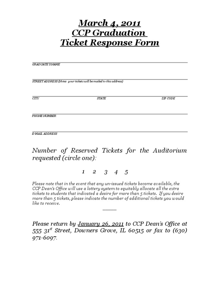 2011-March Graduation Ticket Response Form | PDF