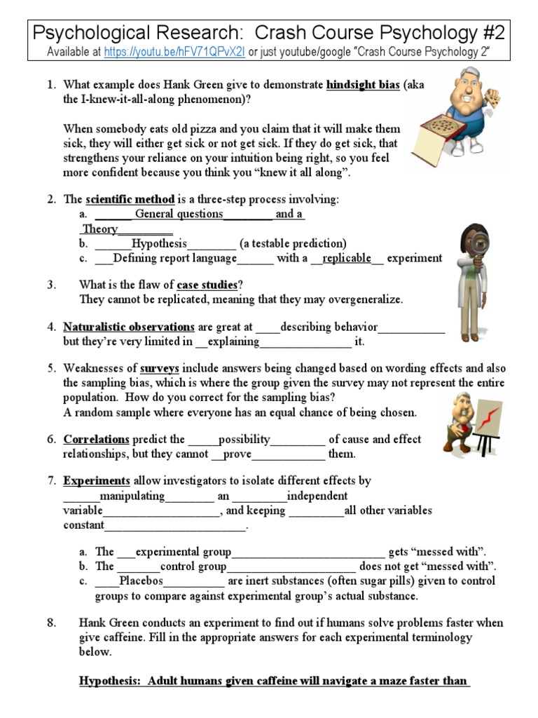 Psychological Research Crash Course Psychology 2 Worksheet Answers