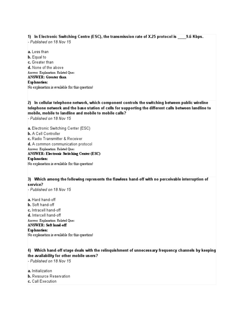 Electronic Switching Important MCQ PDF PDF Packet Switching