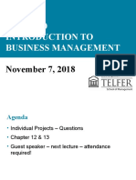 ADM 1100 Introduction To Business Management: November 7, 2018