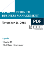 ADM 1100 Introduction To Business Management: November 21, 2018