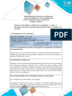 Guía de Actividades y Rúbrica de Evaluación - Unidad 1 - Tarea 1 - Identificación Del Contexto Nacional Normativo y Político de Los PIC PDF