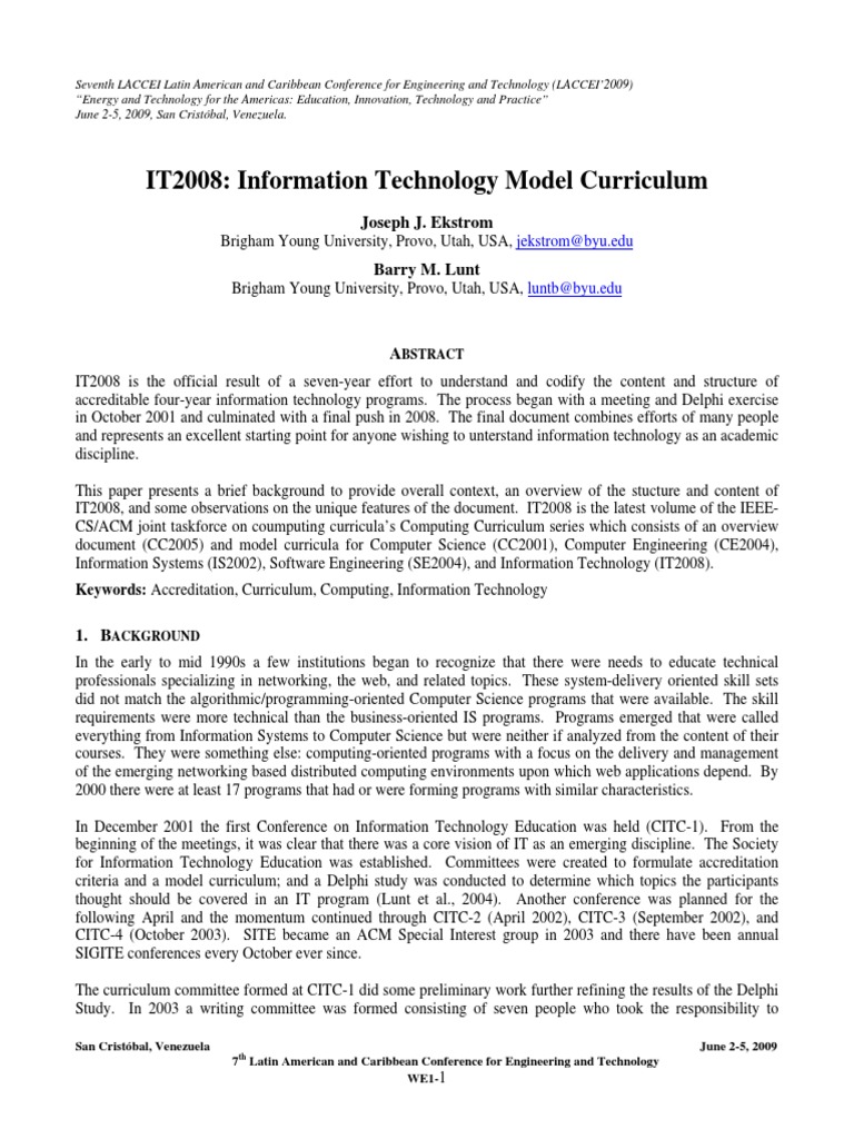 Information Technology Model Curriculum | PDF | Curriculum | Human ...