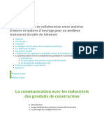 La Communication Avec Les Industriels Des Produits de Construction