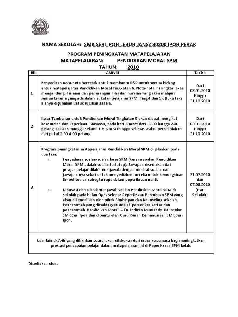 Program Peningkatan Akademik Pendidikan Moral  PDF