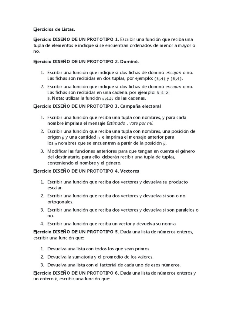 Ejercicios de Listas en Python | PDF | Matriz (Matemáticas) | Función ...