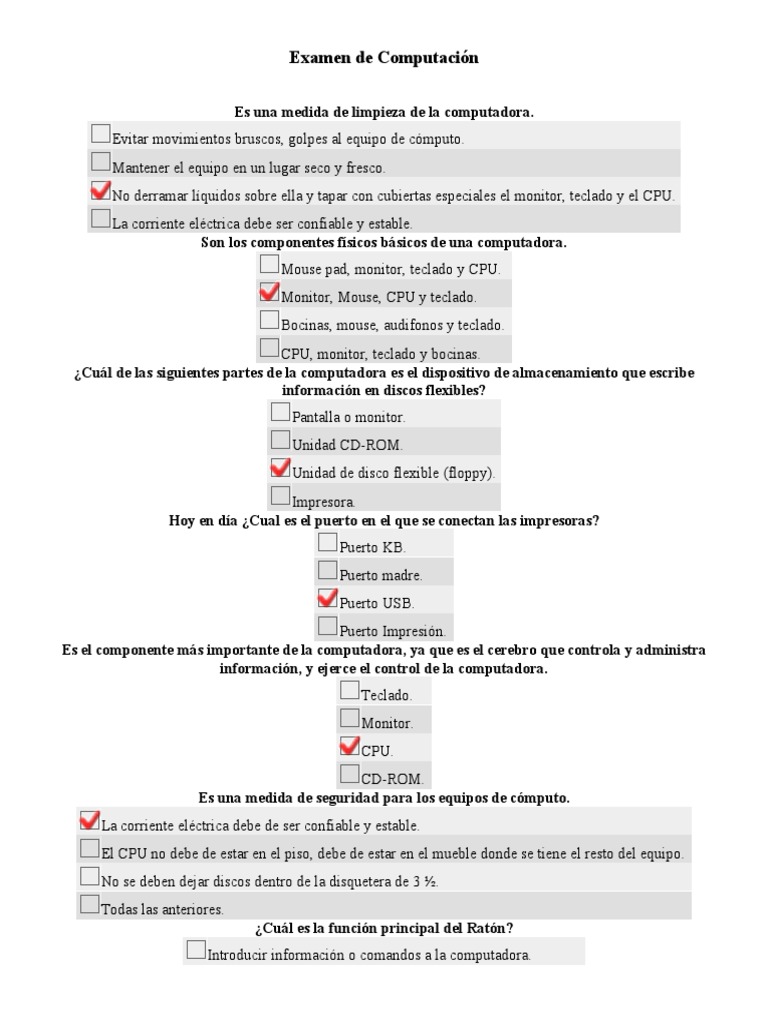 Examen de Computación | PDF | Disco flexible | Virus de computadora