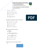 Taller Multiplicaciones y Divisiones de Polinomios 8