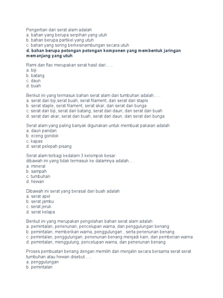 Pengertian Dari Serat Alam Adalah Pdf