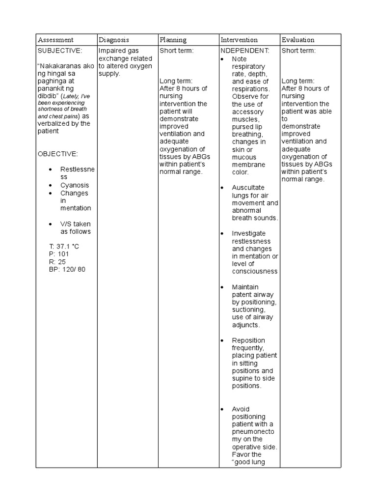 NCP Impaired Gas Exchange PDF Breathing Respiratory Tract