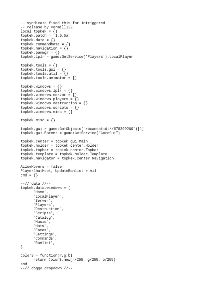 Topkek Script v1.0.5a for Roblox | PDF