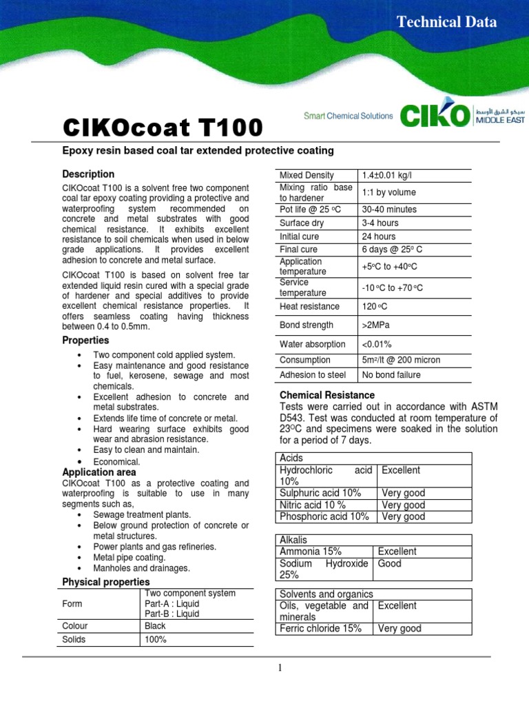 Cikocoat T100: Technical Data Sheet | PDF | Epoxy | Concrete