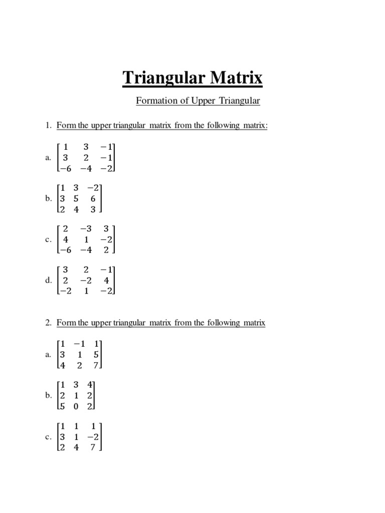 Forming Upper Triangular Matrices through Row Operations | PDF