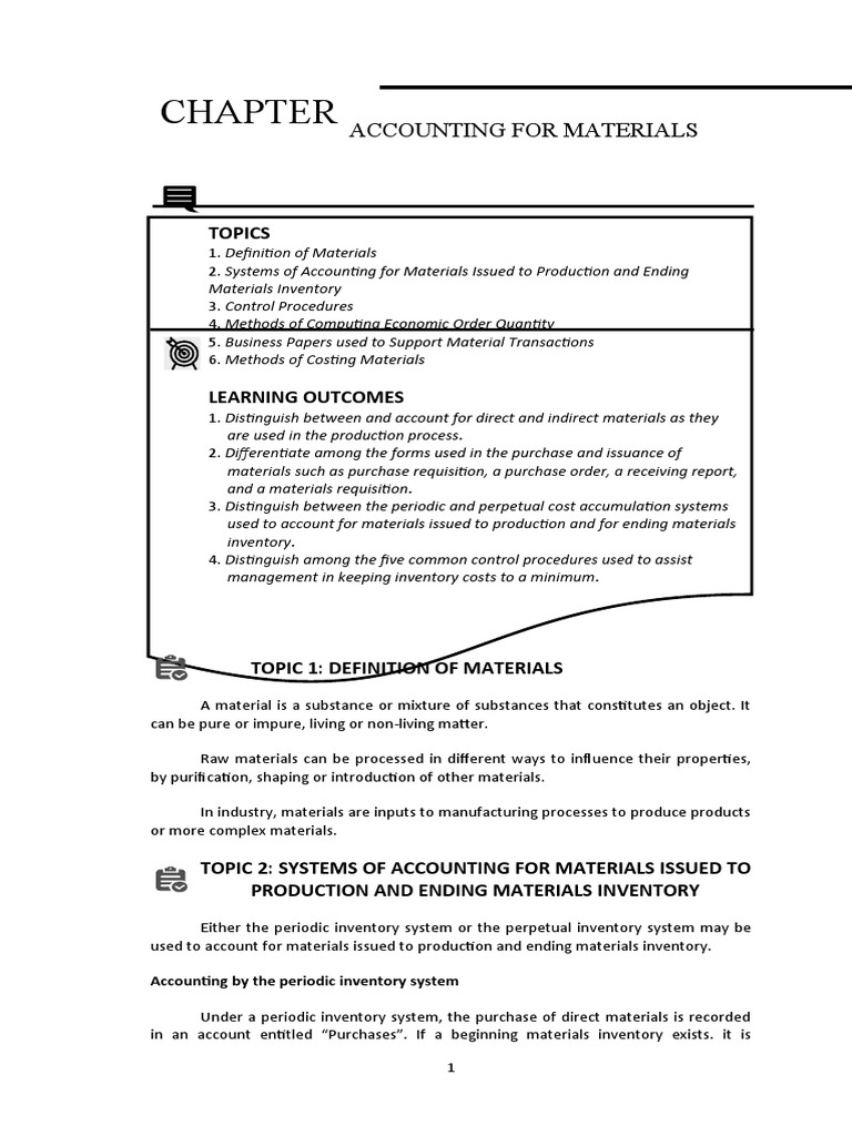 2 Accounting For Materials PDF Inventory Management Accounting
