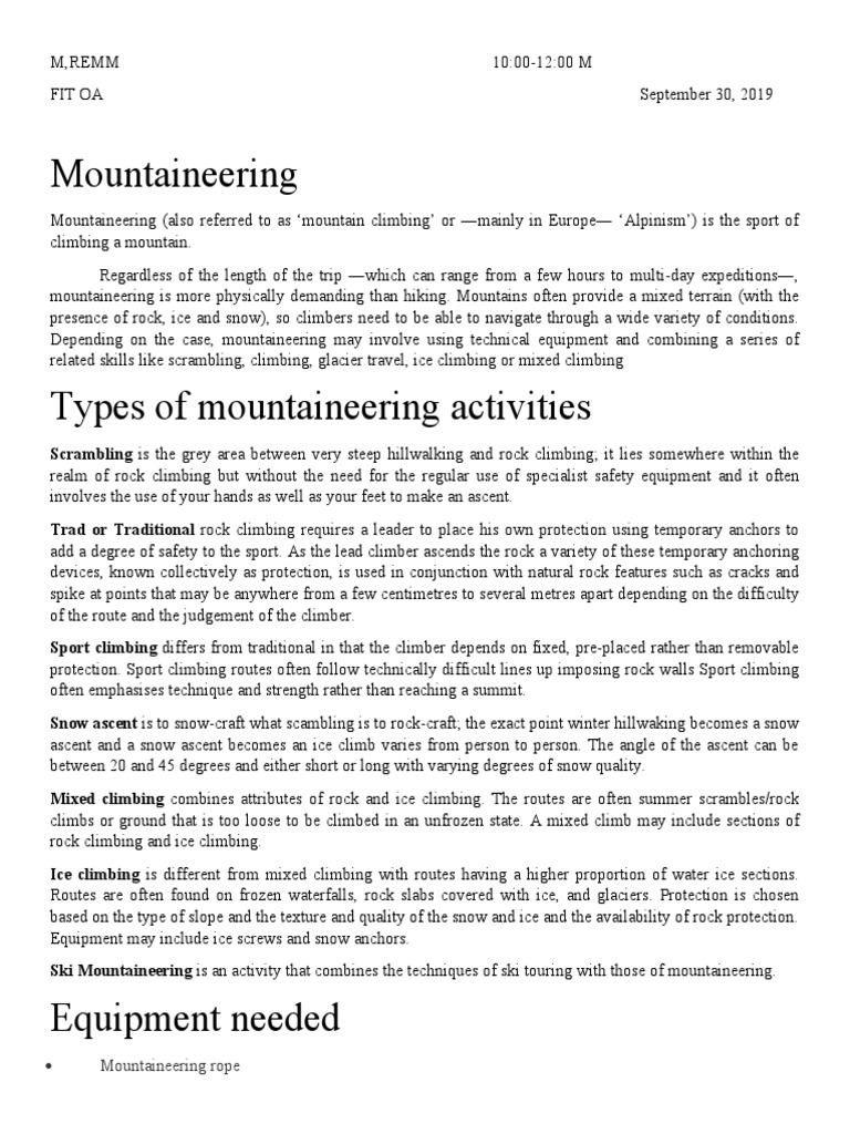 Mountaineering Rope PDF Mountaineering Rock Climbing