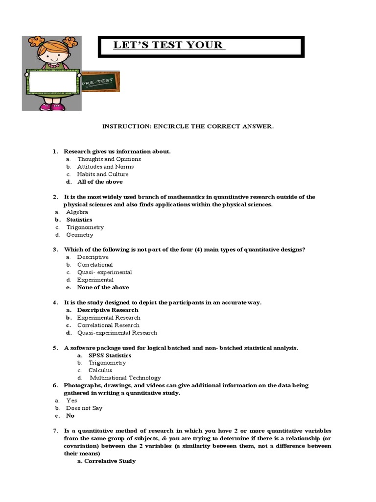 Let'S Test Your Knowledge!! | PDF | Quantitative Research | Experiment