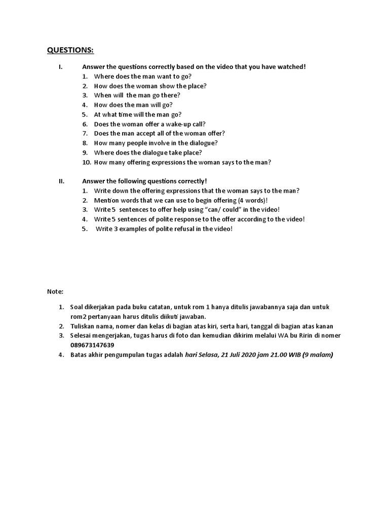 Video-Based Dialogue Questions | PDF