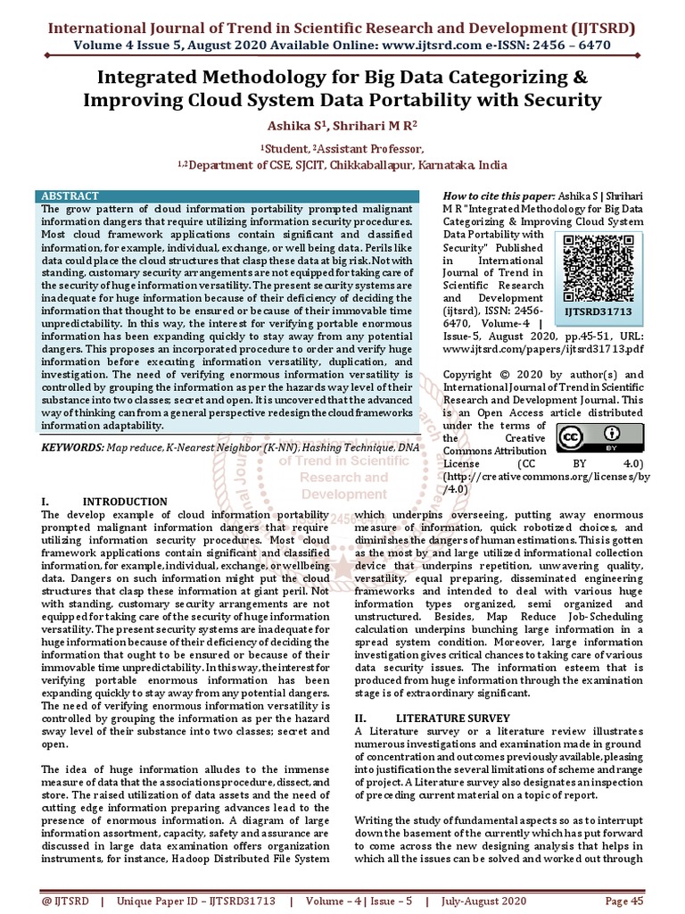 Integrated Methodology For Big Data Categorizing and Improving Cloud ...