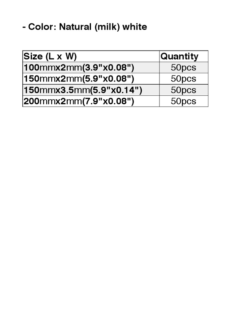 Natural White Adhesive Strips Sizes | PDF