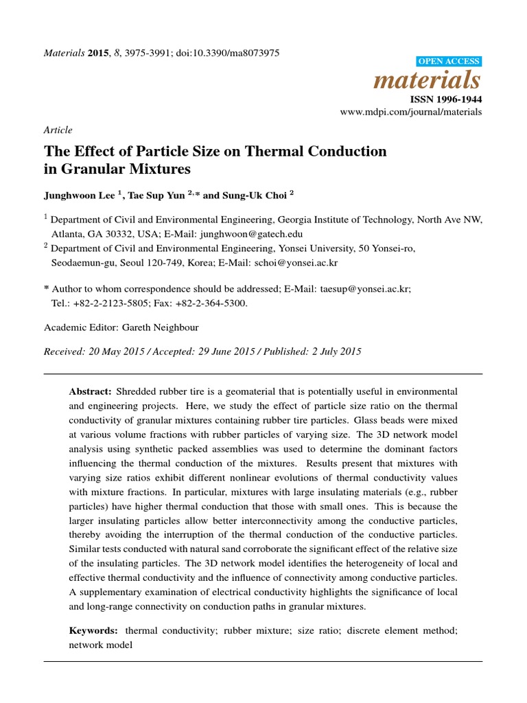 Materials The Effect of Particle Size On Thermal Conduction in