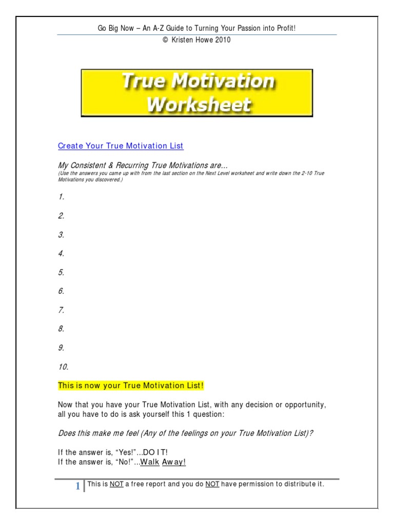 TrueMotivationWorksheet PDF | PDF