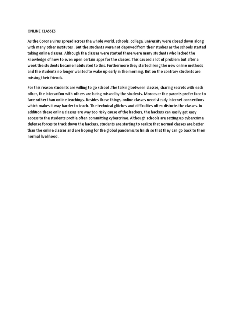 paragraph short essay on online classes
