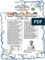 Grade 7 - Blended B - Modular/Radio S.Y. 2020 - 2021: Department of Education