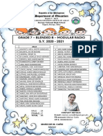 Grade 7 - Blended B - Modular Radio S.Y. 2020 - 2021: Department of Education