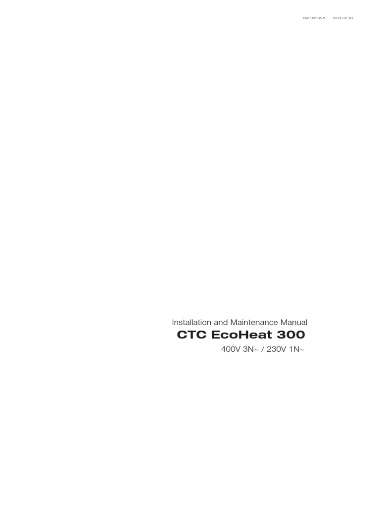 CTC Ecoheat 300: Installation and Maintenance Manual 400V 3N / 230V 1N |  PDF | Heat Pump | Air Conditioning